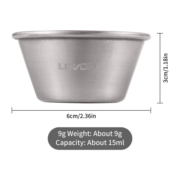 Mini Titanium Vinglas, Letvægt til Camping, Picnics, Sake, Whisky, 9g 15ml