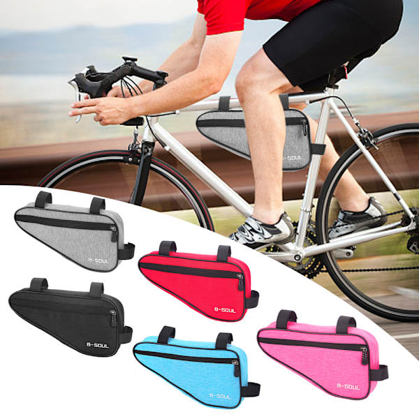 Triangulär cykelväska, ramväska, förvaringsväska för överrör, 1,5L polyester