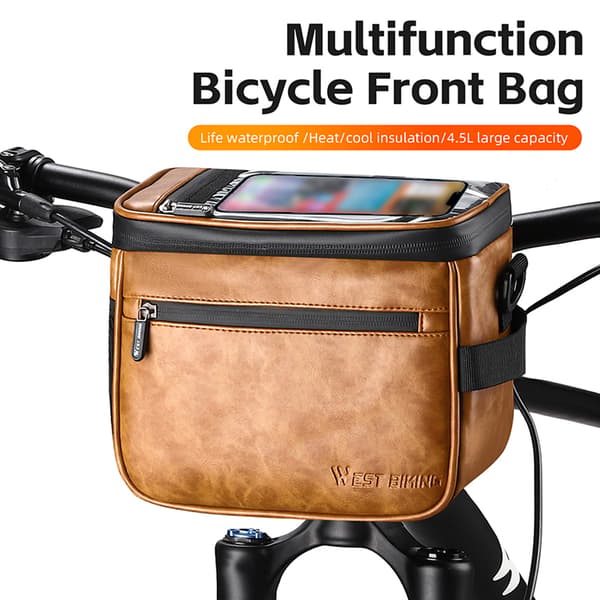 Cykel Forpose, Termisk Isolering, 8\" Touchscreen, Vandafvisende, 4.5L, PU Læder