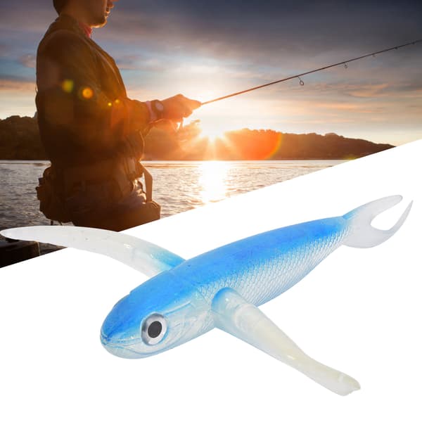 Kunstig fiskesluk myk agn simulert flyvefisk 6,7 tommer PVC med blå boks