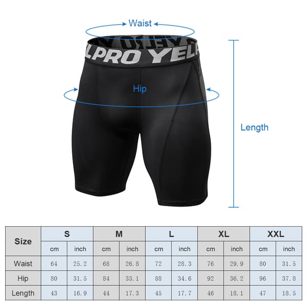 3-pakning kompresjonsshorts for menn for aktiv trening, absorberende, pustende, elastisk linning