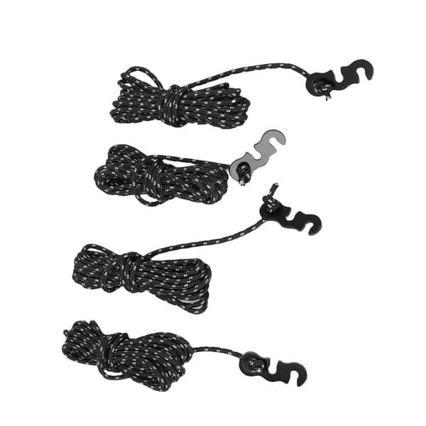 4 stk. nylon campingreb 3 m med justerbar reflekterende stribe til telt og markise - sort