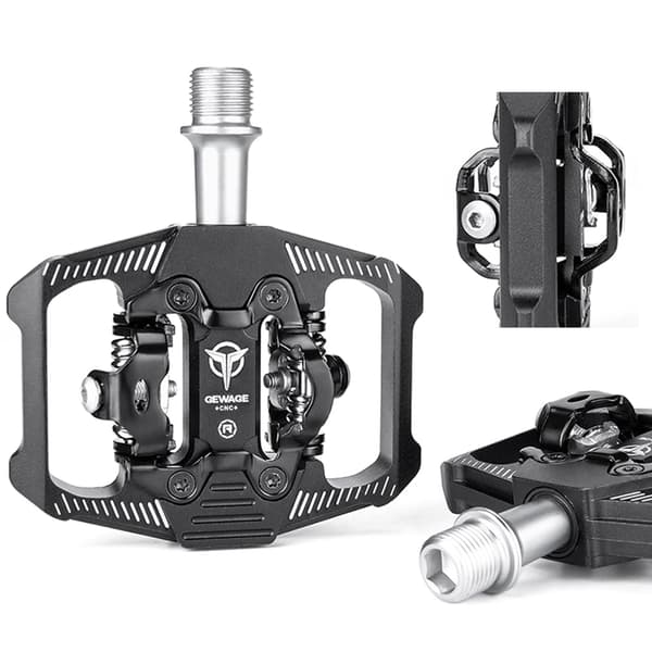 Dobbeltklips MTB-pedaler med klamper kompatible med SPD-system til mountainbikes