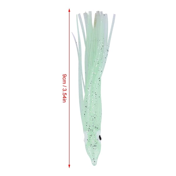10 stk. fiskesluk blekksprutform Mini lysende gummi realistisk svømmebevegelse 9 cm