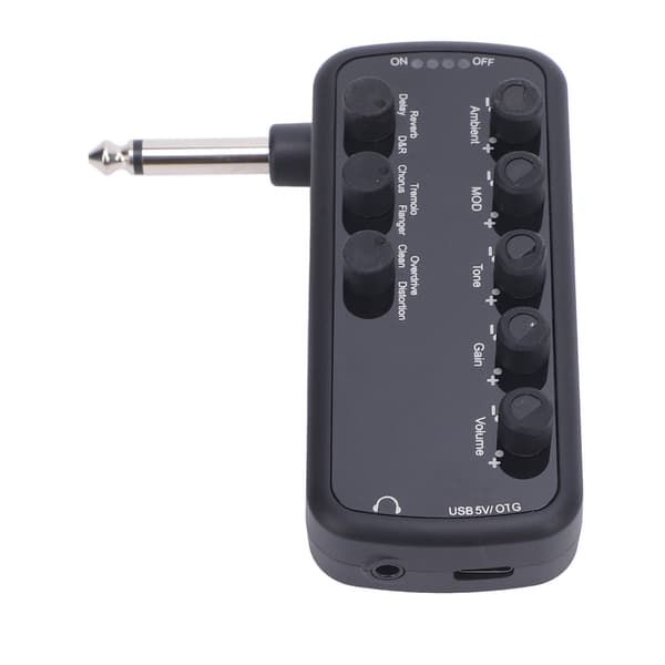 Hörlursförstärkare för elgitarr med Overdrive, Distortion, Delay och Reverb-effekter, USB-uppladdningsbar