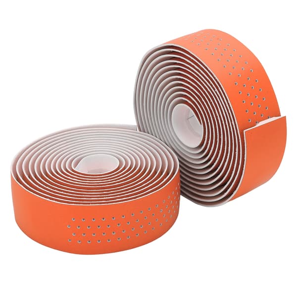 Skridsikker PU+EVA racercykel styrbånd med orange endepropper.