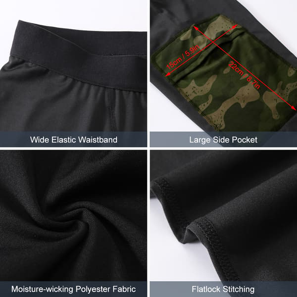 2-pakning kompresjonsshorts for menn, hurtigtørkende, for trening, løping, vektløfting