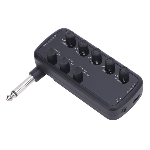 Bas Hovedtelefonforstærker med Multi-effekter: Ren, Overdrive, Distortion, Rumklang, USB Genopladelig