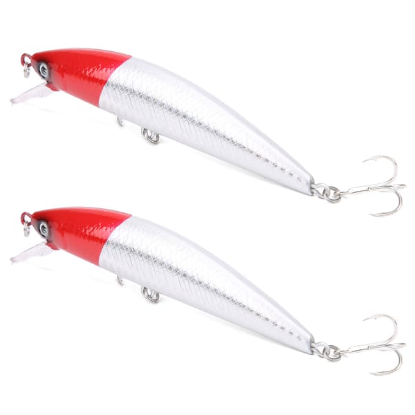 2 st sjunkande Minnow-drag med tungplatta, 3D-ögon, vass krok, ABS, #5