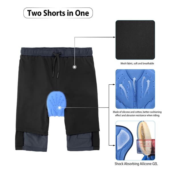 TOMSHOO 3D Cykelshorts med ventilerande dämpning, polyester, för MTB och utomhussporter