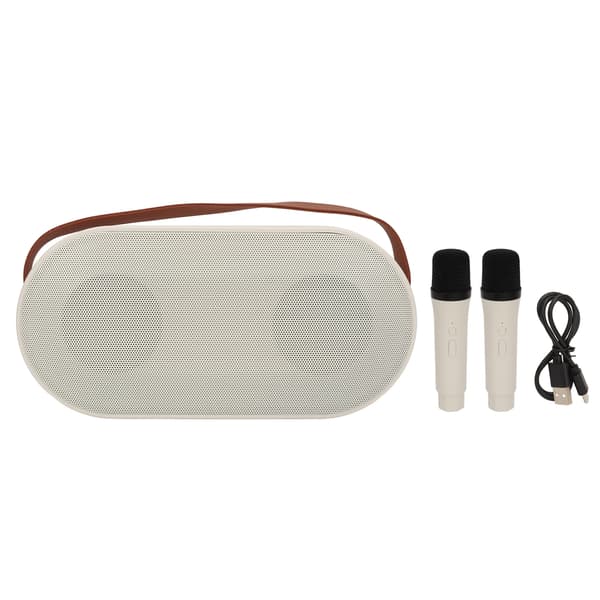 Söt bärbar Bluetooth-högtalare med mikrofon, omgivande ljus, hög effekt, 3000mAh, vit