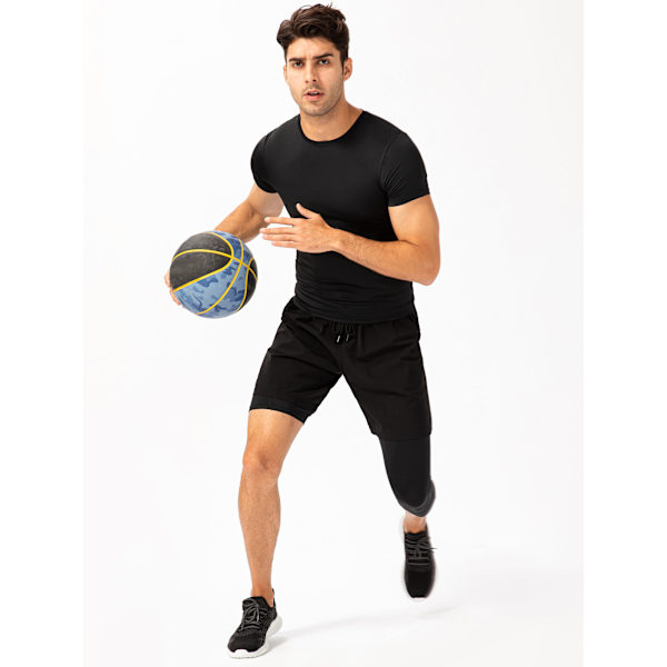 Basketshorts för män med ett ben, elastiska, med sidofickor, träningstights