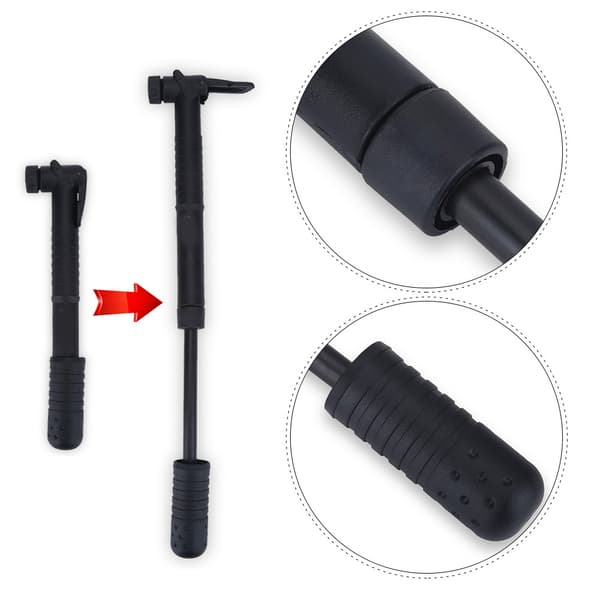 Mini bærbar cykelluftpumpe, nylon, 120 PSI, Presta- og Schrader-kompatibel