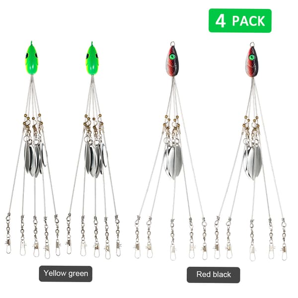 4 st paraplyformade fiskeredskap med 5 armar och blad för basfiske