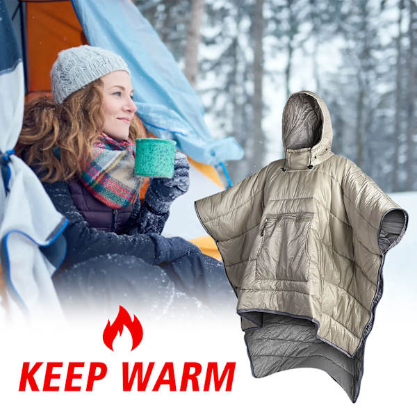 Varm vintersovsäck, poncho-stil, för utomhuscamping