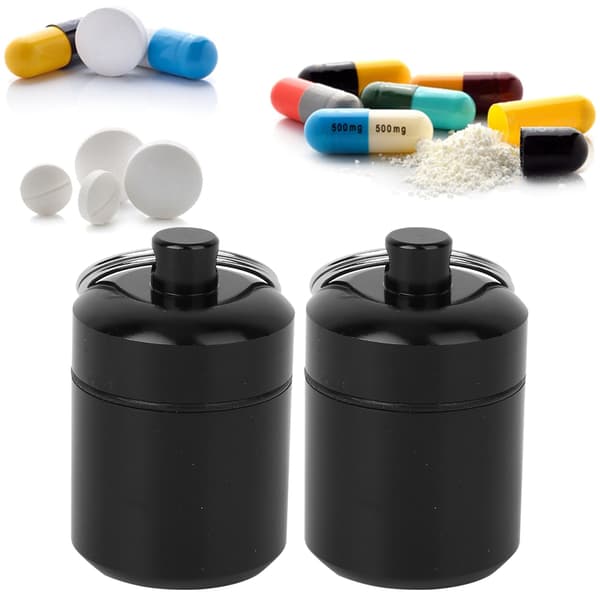 2 st Mini Vattentät Medicinlåda i Aluminiumlegering med Nyckelring för Förvaring