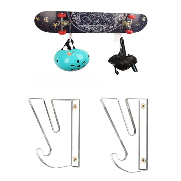 Väggfäste för skateboard med förvaringskrokar 2 st - Premium Akryl