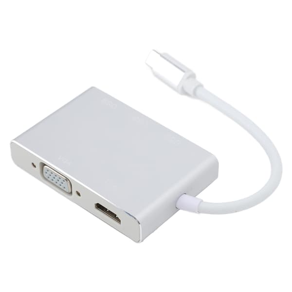 5-i-1 USB-C-hubb med USB 3.0, VGA, HD Multimedia Interface för bärbar dator, dator och mobiltelefon - Silver