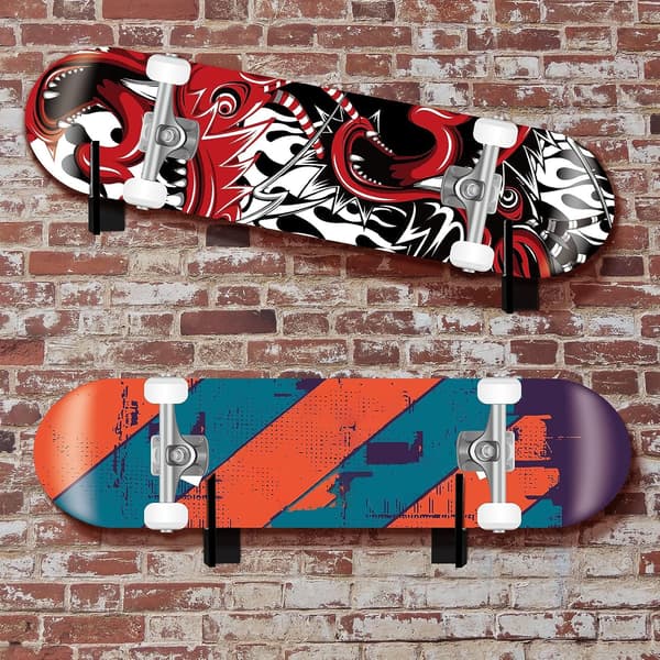 2 par akryl veggfeste for skateboard-utstilling, fast oppbevaring