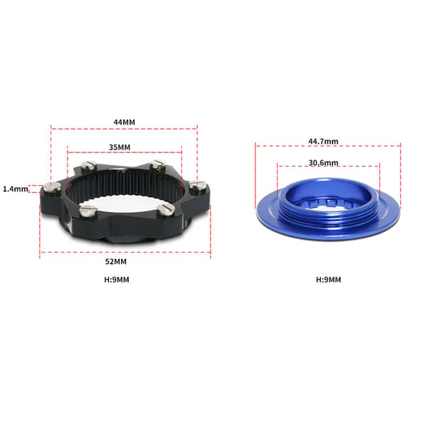 Centerlock-adapter til 6-bolts bremserotor i aluminiumslegering