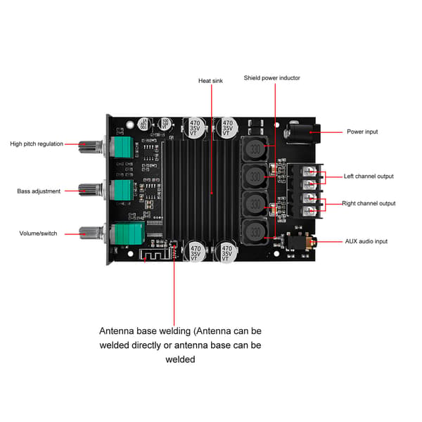 Bluetooth 2.0-kanals effektforstærkerkort med TDA7498E-chip 150Wx2 DC12-32V