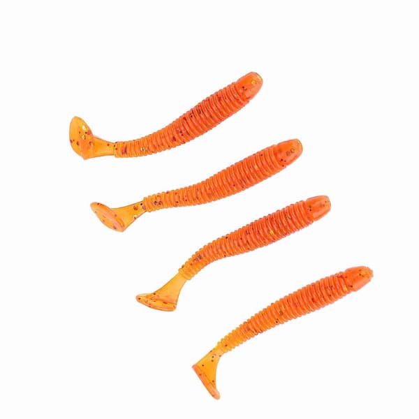 50 STK Bløde Fiskelokker 5 cm T-hale Orange Orm Bløde Fiskelokker