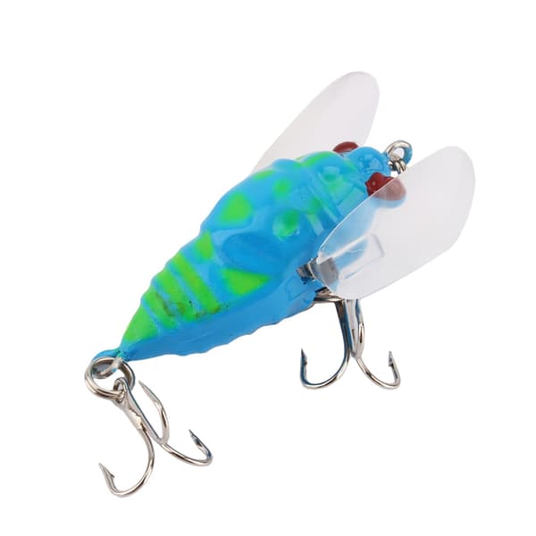 Sötvattenscikada fiskedrag med 2 trekrokar för ormhuvudsfisk
