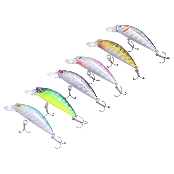 6st Hårda Minnow Crankbait Fiskedrag med Dubbelkrok Bas Wobblers Laser