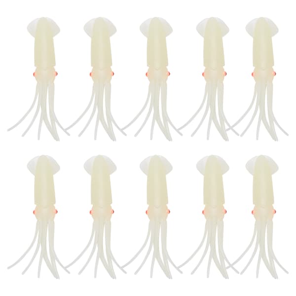 10 stk. bløde silikone blækspruttefiskelokker, naturtro, skinnende, 12 cm, til blækspruttefiskeri