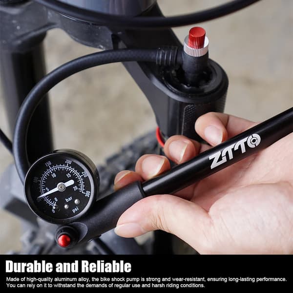 ZTTO Cykelfjädringspump med 300PSI mätare och högtrycks Schrader-ventil