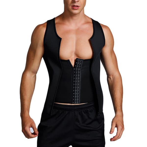 Tanktopp for menn med glidelås for magekontroll og slanking