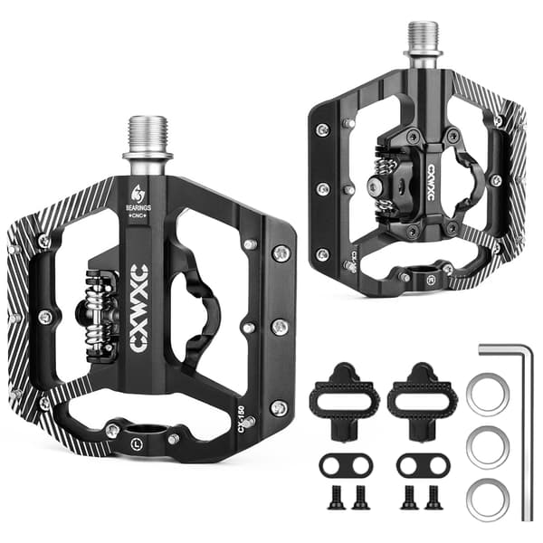 MTB-pedal med dubbel plattform och klossar för SPD-system, ersättning för mountainbikes