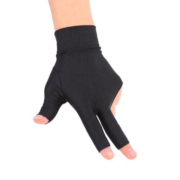 Venstrehåndet poolhandske, Spandex, Tre-finger, Åbent design, til billard og pool