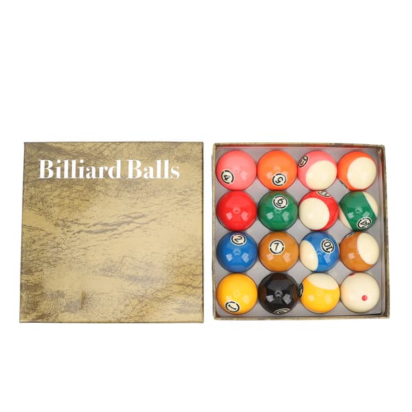 Sæt med 16 billardkugler i harpiks, 5,72 cm/2,25\", til poolbord