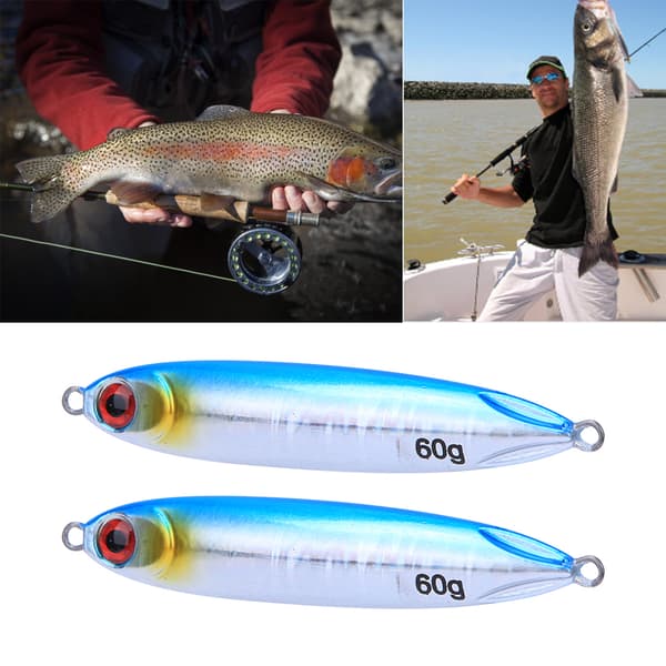 2 st simulerade fiskformade fiskedrag med levande simställning - blå