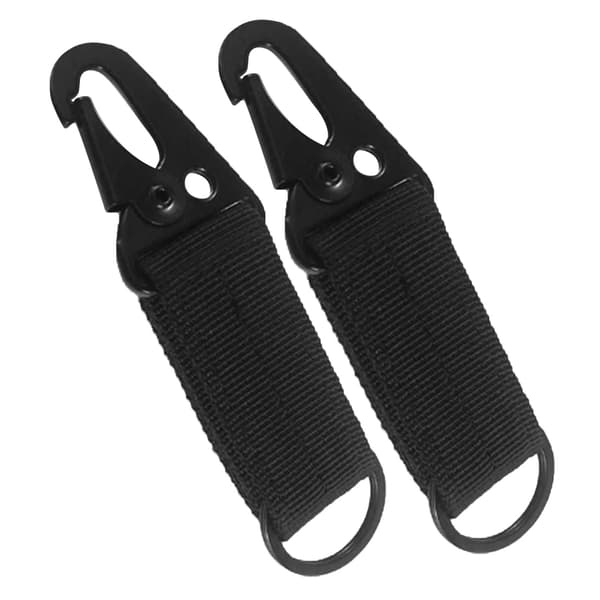 Nyckelring i nylon med multifunktionell bergsklättringsspänne för camping, vandring, backpacking, svart