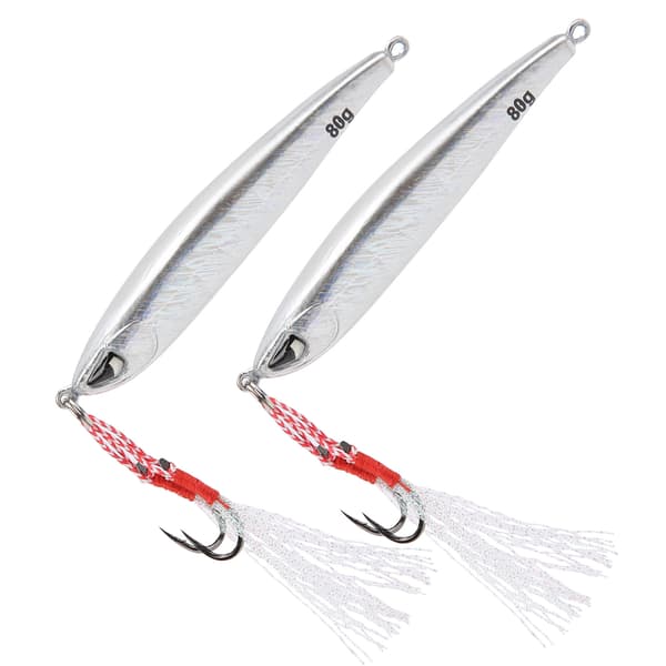 2 st fiskedrag med 3D-ögon, dubbla krokar för basgädda wobbler, silver