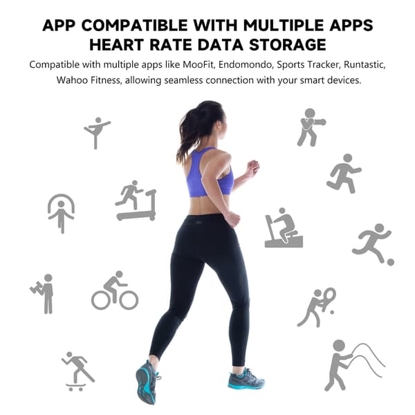 Brystrem Pulsmåler med BT og ANT+ til MooFit Endomondo Runtastic Wahoo Fitness