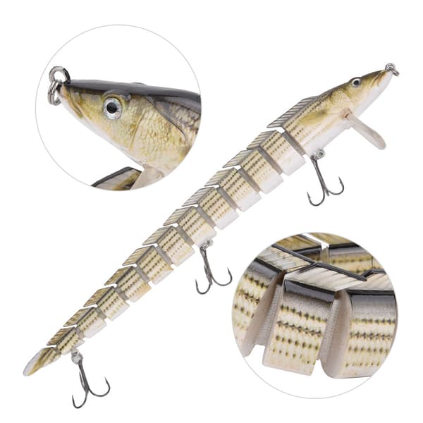 Fiskedrag Hård Swimbait Crankbait med Treblekrok Flera Segment (B)