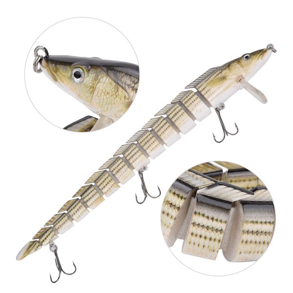 Fiskesluk Hard Swimbait Crankbait med diskantkrok, flere segmenter (B)