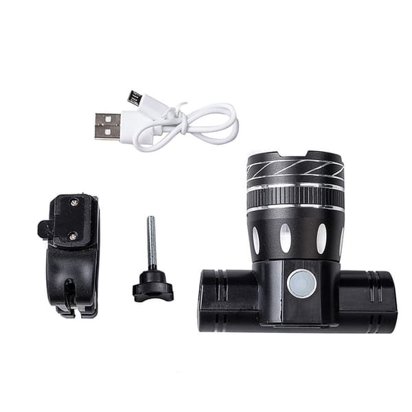 Genopladelig USB-forlygte til cykel med 3 zoomable tilstande til 22-28 mm styr
