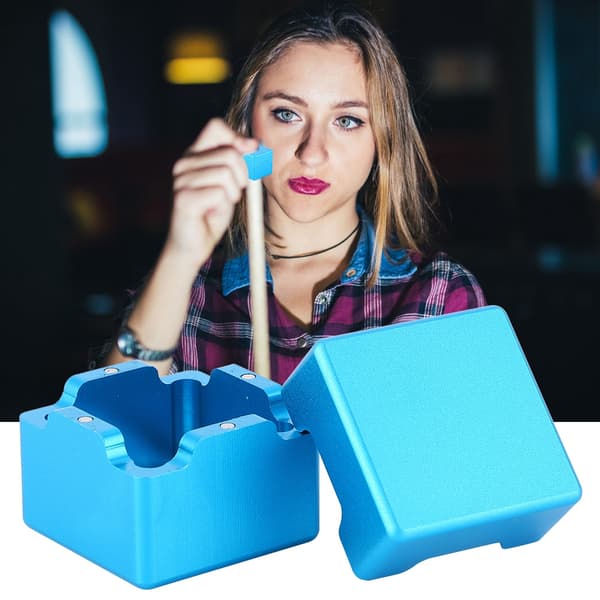 Bærbar krittbeholder for biljardkøtupp i mini-aluminium (blå)