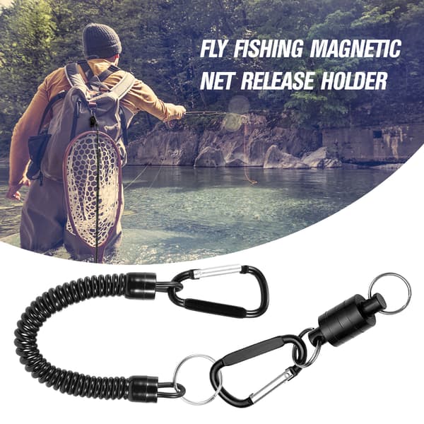 Magnetisk fiskenäthållare med infällbart rep, 2 kg, stark magnet för flugfiske