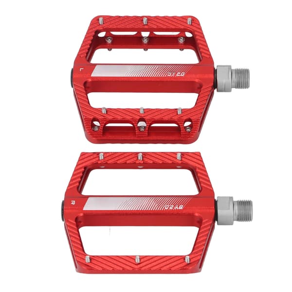 1 par lätta cykelpedaler i aluminiumlegering, halkfria, breddade, universella, röda