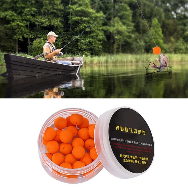 30 stykker flydende fiskelokkemiddel i bløde skumkugler orange 12 mm til karper
