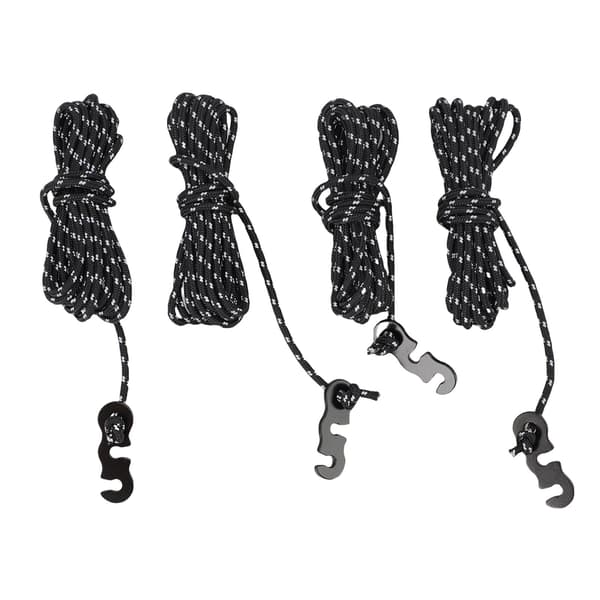 4 stk. nylon campingreb 3 m med justerbar reflekterende stribe til telt og markise - sort