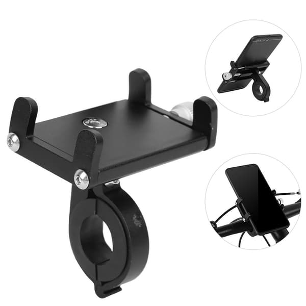 Justerbar 360° Cykeltelefonholder, Sort Aluminiumlegeringsmateriale