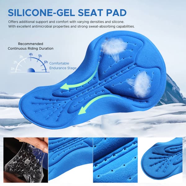 Sykkelshorts for menn med plysjisolasjon og 3D-skumpolstring for vinterterrengsykling