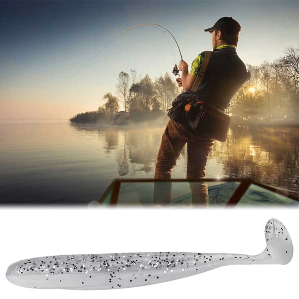 20 STK bløde fiskelokker af plast 7,5 cm T-hale orm til fiskeri hvid