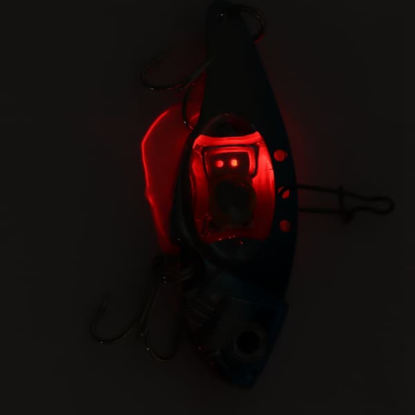 Kunstig fiskesluk med metallisk LED-lys, 3D øyeformet sluk, treblekrok (rosa)